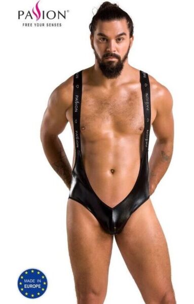 Body bărbați Passion Body Bruno din lamé negru, cu spate tip jockstrap