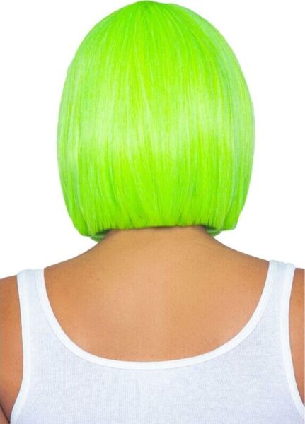 Perucă Leg Avenue Neon Bob verde, tunsoare bob scurtă cu breton verde neon