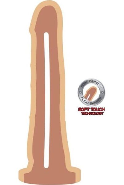 Dildo realist ToyJoy Dual Density Dong 19 cm, de culoarea deschisă a pielii și cu bază cu ventuză