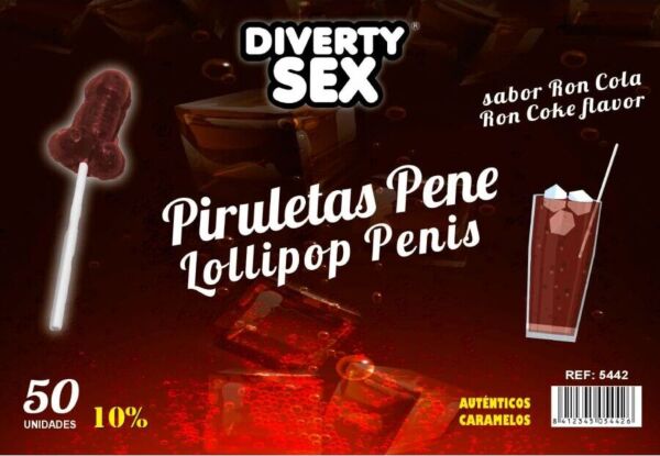 Borcan de prezentare cu 50 de acadele în formă de penis Diablo Goloso