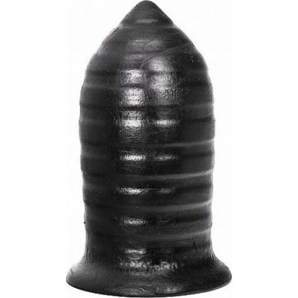 Dop anal All Black AB85 Thrill, negru, cu suprafață canelată