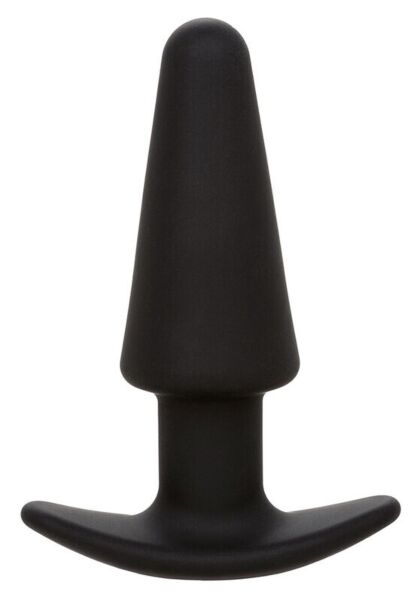 Dop anal vibrator CalExotics Rock Bottom Tapered Probe, din silicon negru, cu formă conică