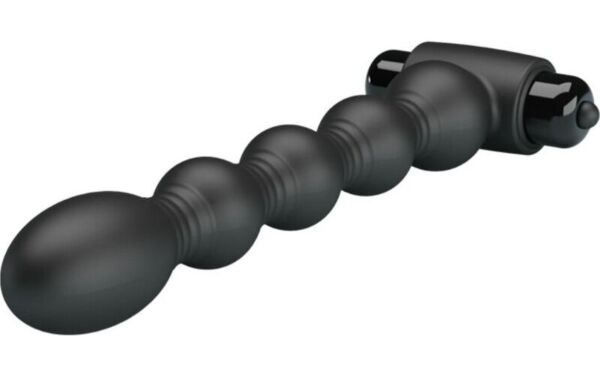 Dop anal cu vibrații Pretty Love BI-040105 din silicon negru, cu mânerul lui