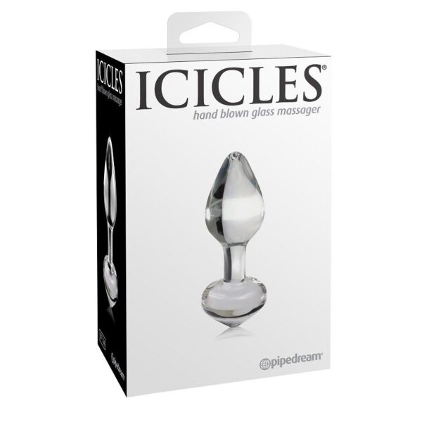 Dop anal din sticlă Icicles N. 44 de la Pipedream, cu vârf conic și inel la bază