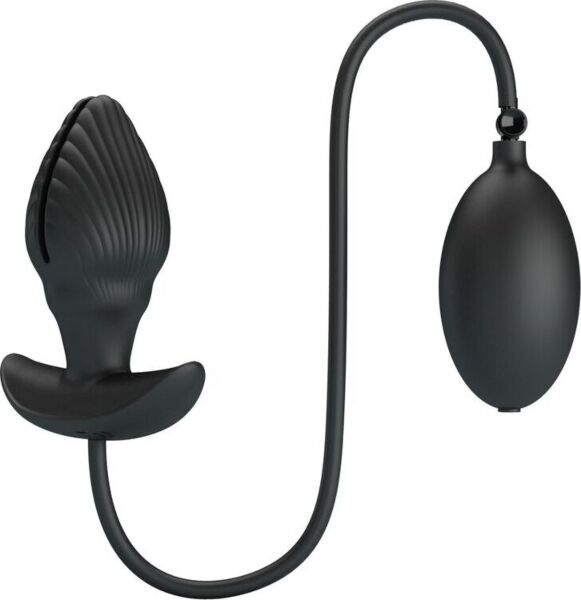 Dop anal gonflabil Pretty Love BI-040160Q, din silicon negru, cu para pentru umflat