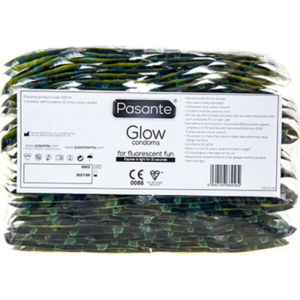 Prezervative Pasante Glow 144, semitransparente, care strălucesc verde în întuneric