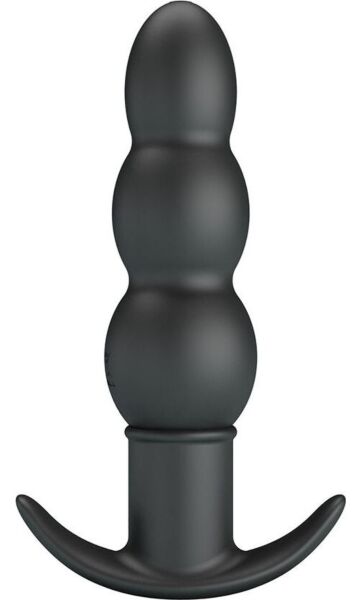 Dop anal cu vibrații Pretty Love BI-040199 din silicon negru, cu mâner de prindere