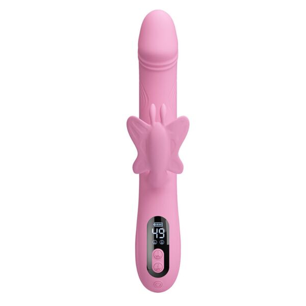 Vibrator rabbit Intense Bella de culoare roz, cu stimulatorul extern în formă de fluture