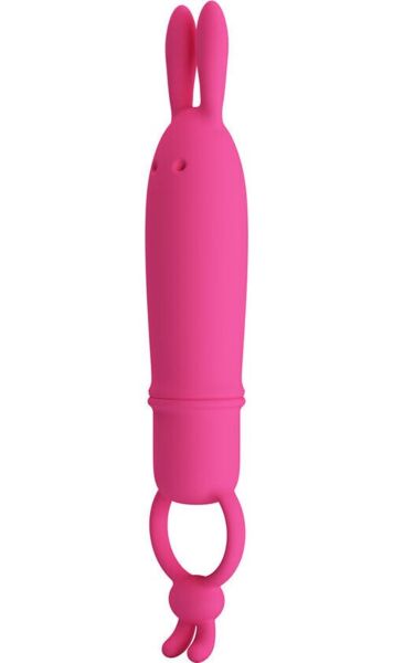 Vibrator rabbit Pretty Love BI-300133 din silicon, cu urechi de iepure și inel de prindere
