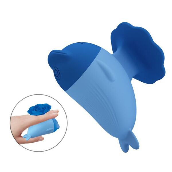 Mini vibrator Pretty Love Dolphin de culoare albastră