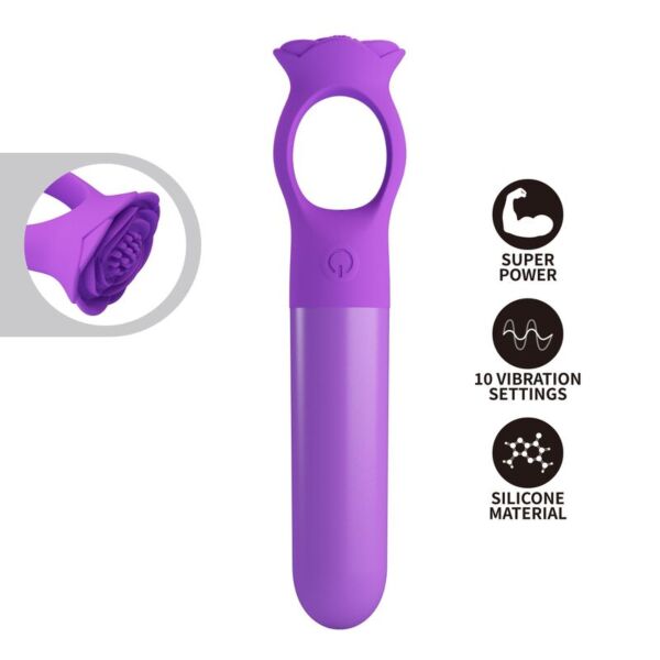 Mini vibrator Giana de culoare mov, cu inelul de prindere