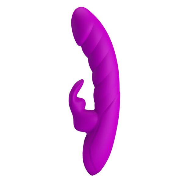 Vibrator rabbit Pretty Love Monica de culoare mov, cu vârful curbat și brațul pentru clitoris