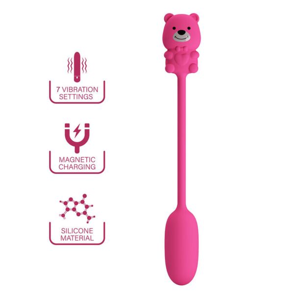 Ou vibrator Pretty Love Olson roz, cu controlul cu fir în formă de ursuleț