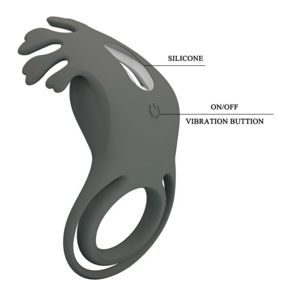 Inel pentru penis Pretty Love Master Ring negru, cu stimulatorul superior cu vârfuri flexibile