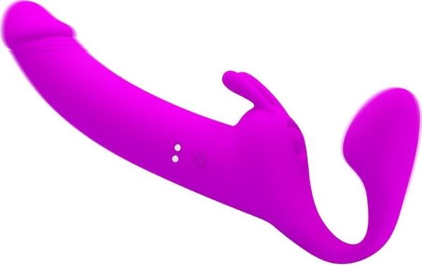 Strap-on fără ham Pretty Love BI-040171, din silicon, cu două capete vibratoare