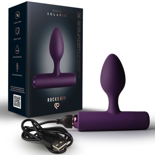 Dop anal vibrator Rocks-Off Nova Solaris cu baza lui alungită