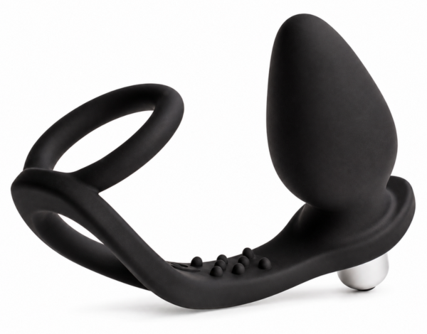 Vibrator prostatic Rocks-Off Ro-Zen în negru onix, cu inelul dublu de fixare