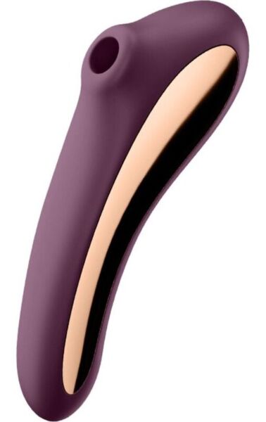 Stimulator clitoridian cu aspirație Satisfyer Dual Kiss, cu mânerul vibrator curbat
