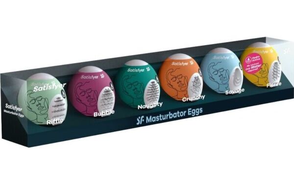 Cele șase ouă masturbatoare din Satisfyer Masturbator Egg Set 6 piese, fiecare de altă culoare