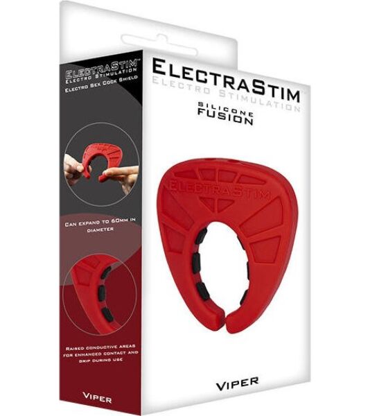Inel de electrostimulare ElectraStim Fusion Viper, din silicon roșu și negru