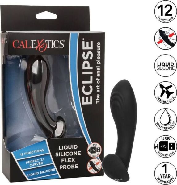 Vibrator anal CalExotics Eclipse Flex Probe, curbat și cu striații