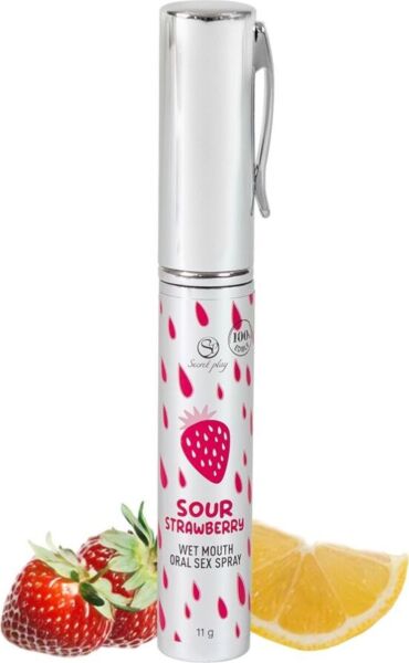 Spray pentru sex oral Secret Play cu aromele Căpșună acidă și Mentă răcoritoare