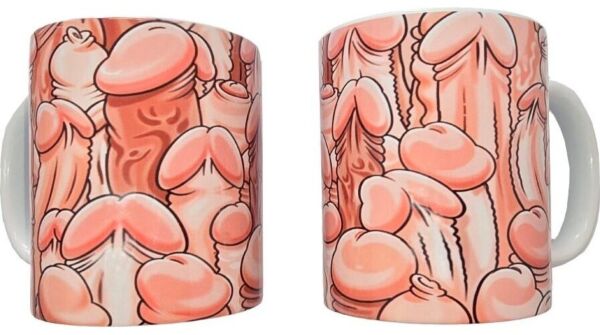Cană din ceramică Diablo Picante Color Penis Mug cu desene cu penisuri colorate și toartă albă