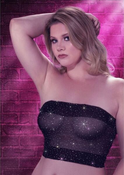 Top bandeau negru Radiance Plus Size de la CalExotics, cu strasuri