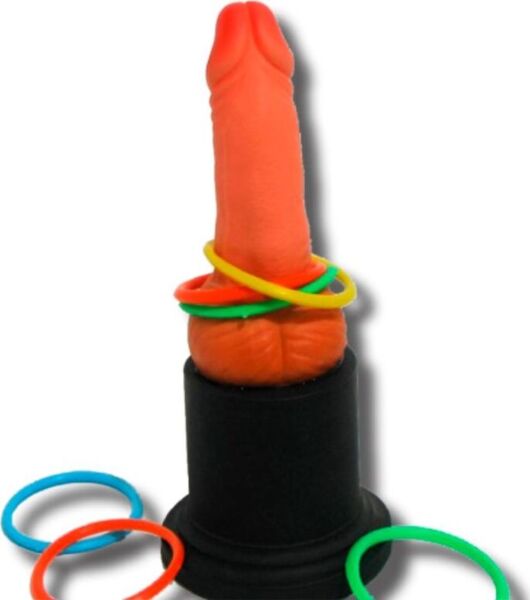 Joc de aruncat inele Diablo Picante Trofeo del Pene, cu trofeul, inelele și accesoriile incluse