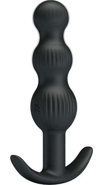 Vibrator anal Pretty Love BI-040173 din silicon, cu mărgele alungite de mărime crescătoare și bază
