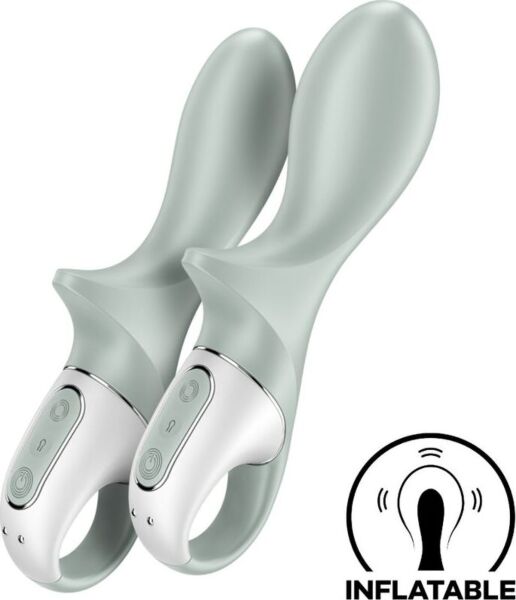 Vibrator anal gonflabil Satisfyer Air Pump Booty 3 de culoare verde, cu inelul de prindere