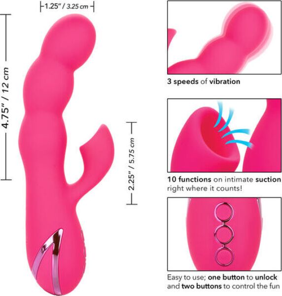 Vibrator rabbit CalExotics Oceanside Orgasm, din colecția California Dreaming, roz