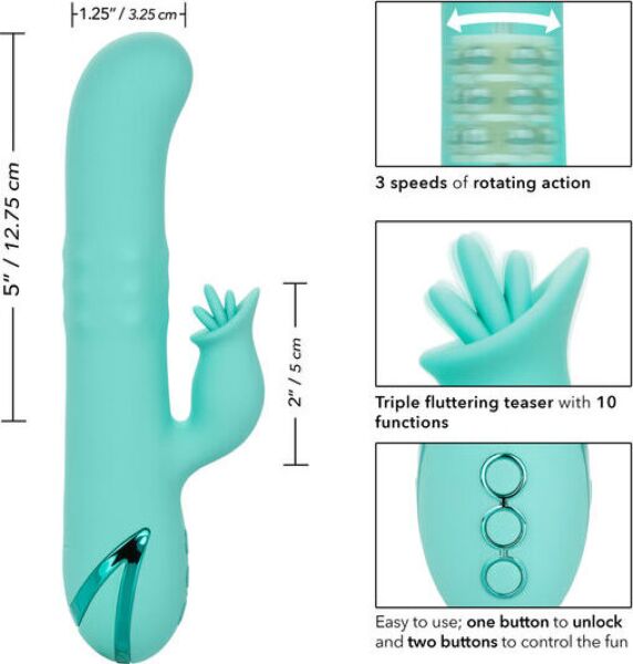 Vibrator rabbit CalExotics Bel Air Bombshell, cu axul rotativ și stimulatorul extern