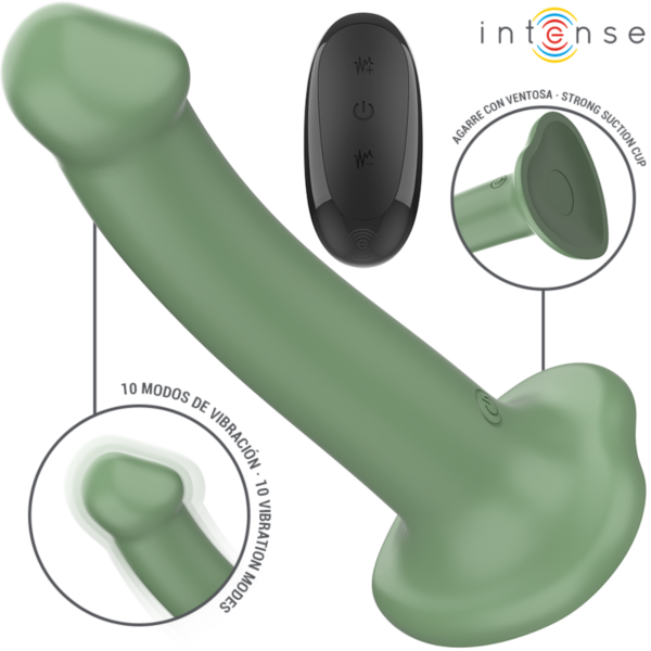 Vibrator Intense Becca verde, cu ventuză și telecomandă