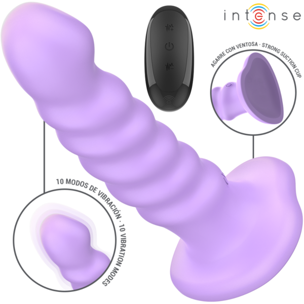 Vibrator Intense Brenda de culoare mov, cu bază cu ventuză și telecomandă