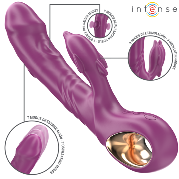 Vibrator Intense Halle în formă de delfin, cu limbă stimulatoare, de culoare mov