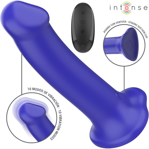 Vibrator Intense Victoria albastru închis, cu bază cu ventuză