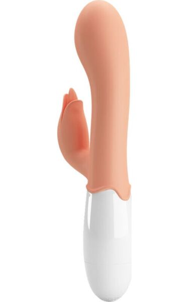 Vibrator punct G Pretty Love BI-014961R de culoarea pielii, cu stimulator clitoridian în formă de floare