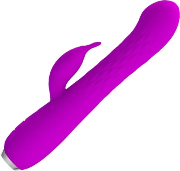 Vibrator rabbit Pretty Love BI-014692 mov, cu ax striat și braț în formă de iepuraș