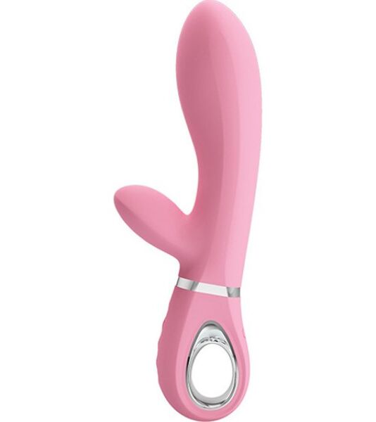 Vibrator rabbit Pretty Love Thomas în roz pal, cu corpul curbat și brațul pentru clitoris
