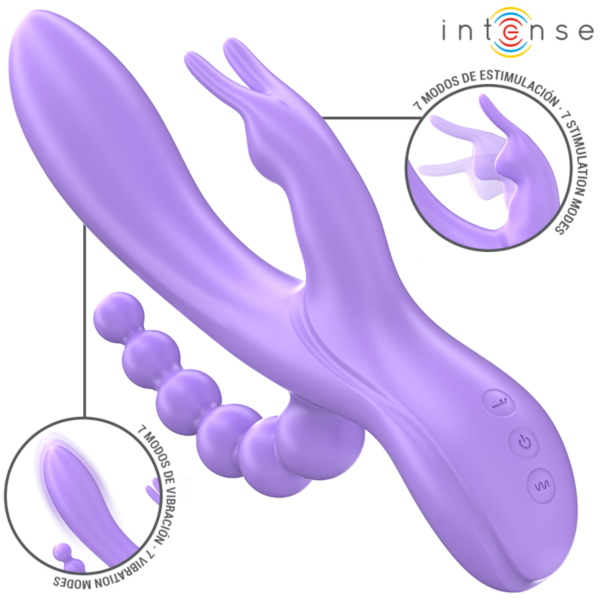 Vibrator Intense Miko, de tip rabbit, cu braț anal suplimentar