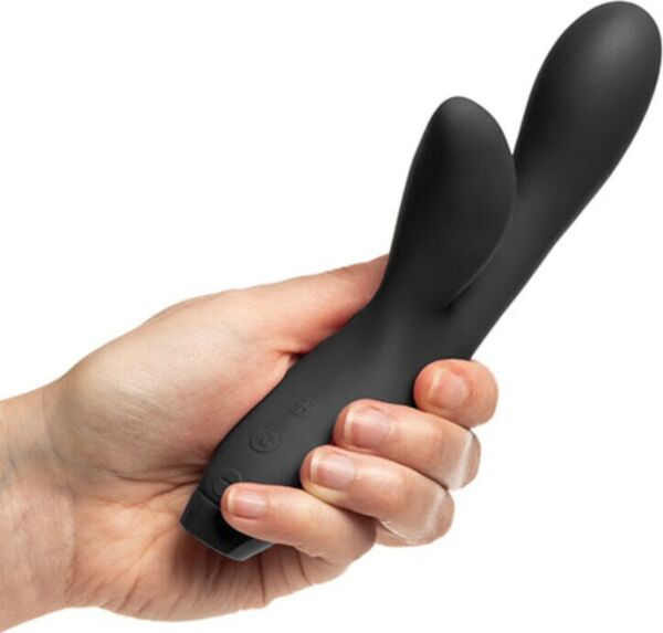 Vibrator rabbit Je Joue Hera Flex de culoare neagră, cu brațul pentru clitoris