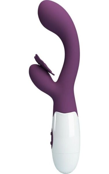 Vibrator rabbit Pretty Love Butterfly Kiss mov, cu braț pentru clitoris în formă de fluture