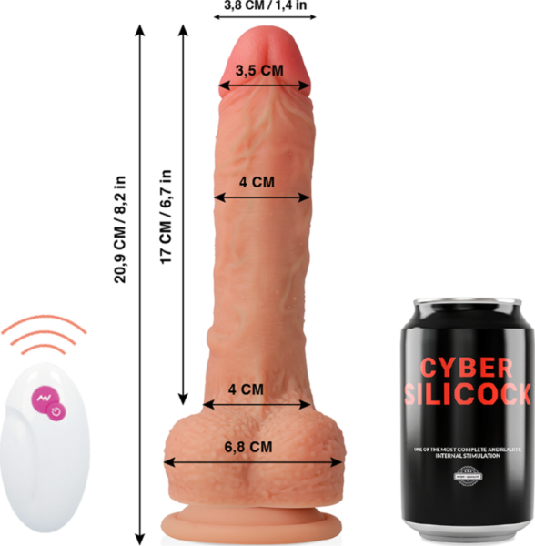 Dildo Cyber Silicock Master Huck cu formă realistă, vene, gland, testicule și bază cu ventuză