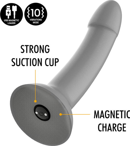 Dildo vibrator Mythology Rune Majestic S, de culoare argintie
