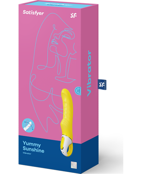 Vibrator punct G Satisfyer Yummy Sunshine, galben, curbat și cu suprafața striată
