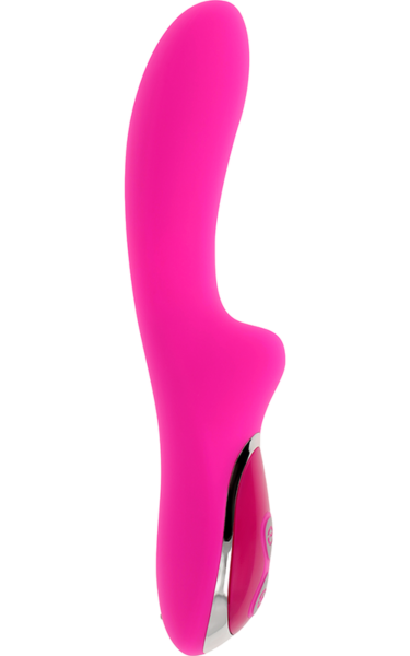 Vibrator rabbit Ohmama Magnetic Charge 21 cm, de culoare roz, cu iepurașul lui mic