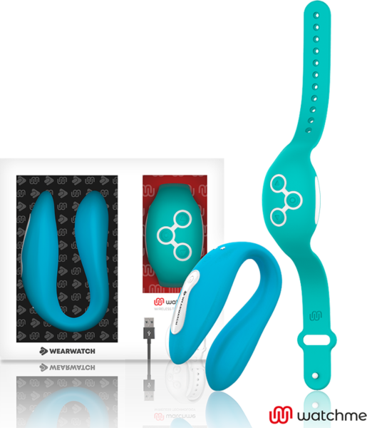 Vibrator pentru cupluri Wearwatch WatchMe Dual în formă de U, cu ceasul WatchMe