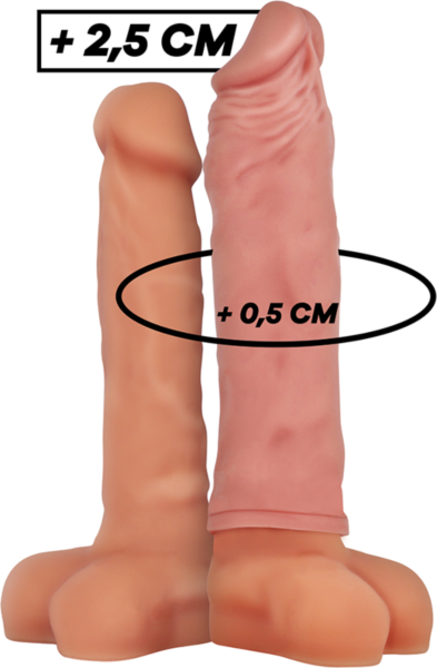 Manșon pentru penis VirilXL V5 din silicon, în maro și natural