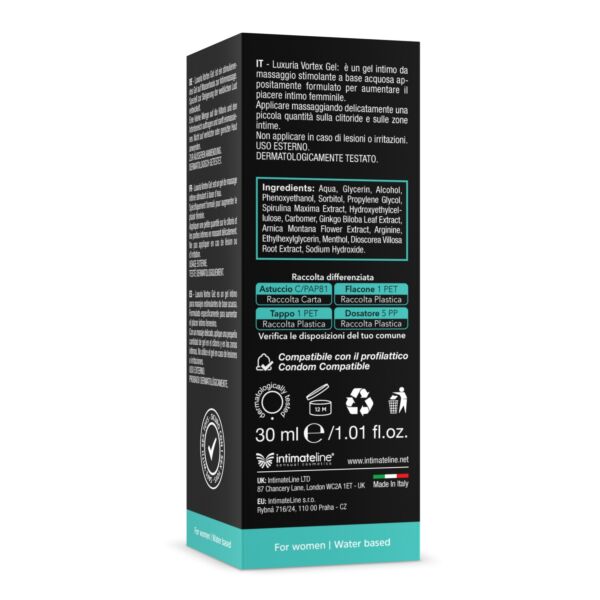 Gel stimulant IntimateLine Vortex Gel Cooling Effect, flacon de 30 ml